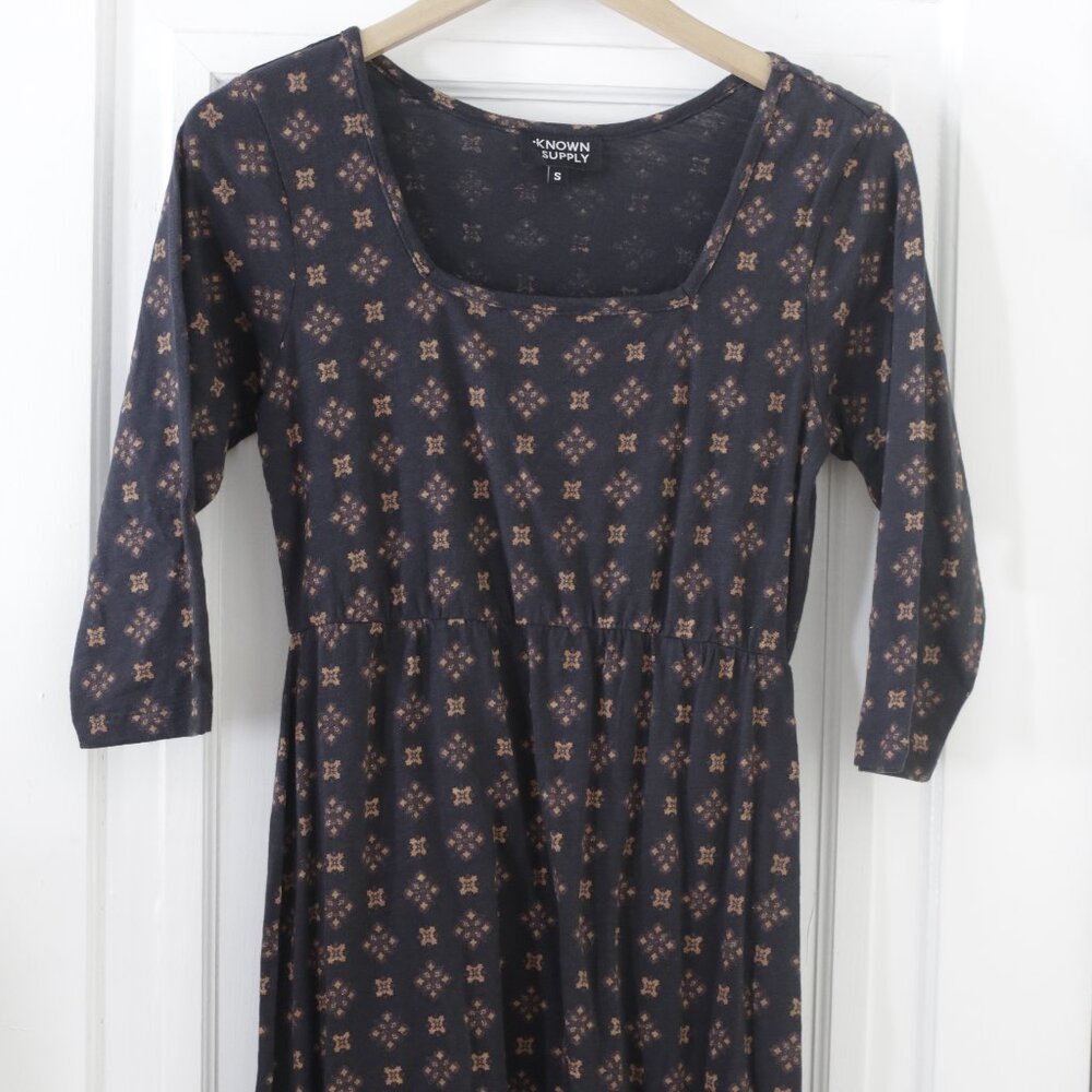 Known Supply Women's Small Organic Cotton Ellery Midi Dress A-Line Square Neck